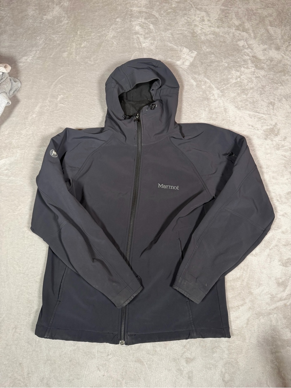Marmot Mens Hooded Windbreaker Jacket Dark Gray Gray Medium M Full Zip